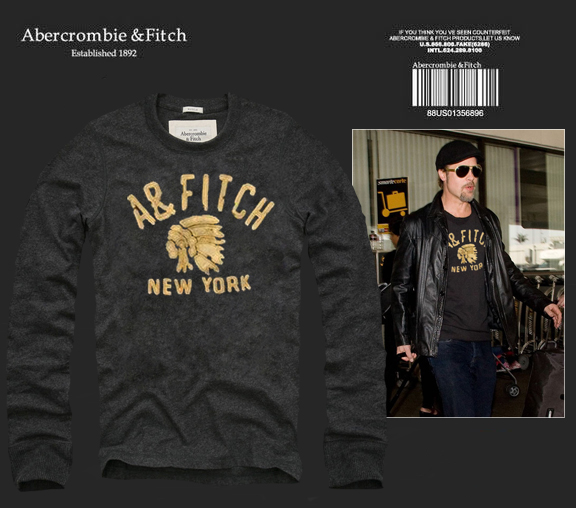 Abercrombie Fitch Hombres De Cuello Redondo Con Gente Fotos Largo Remera AF6127